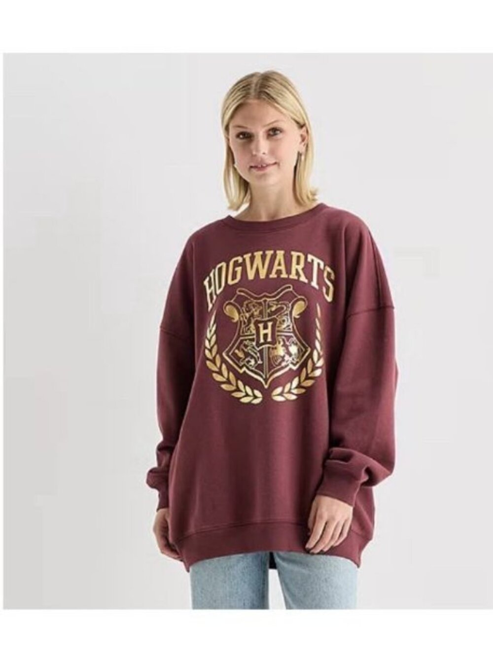 Harry Potter HOGWARTS Crewneck Sweatshirt Size Xtra Large Maroon w/ Gold Crest